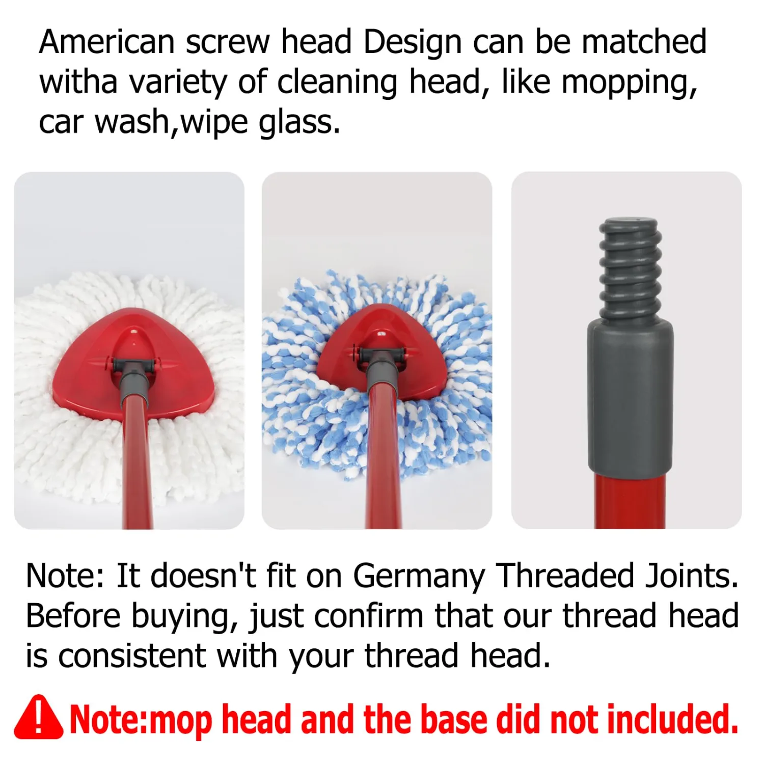Qulable Spin Mop Replacement Handle - Mop Stick Compatible with O-Cedar Spin Mop, 4-Section 30" to 58" Mop Handle Replacement Stick, EasyWring Mop Handle for Floor Cleaning(Mop Head&Base not Include)