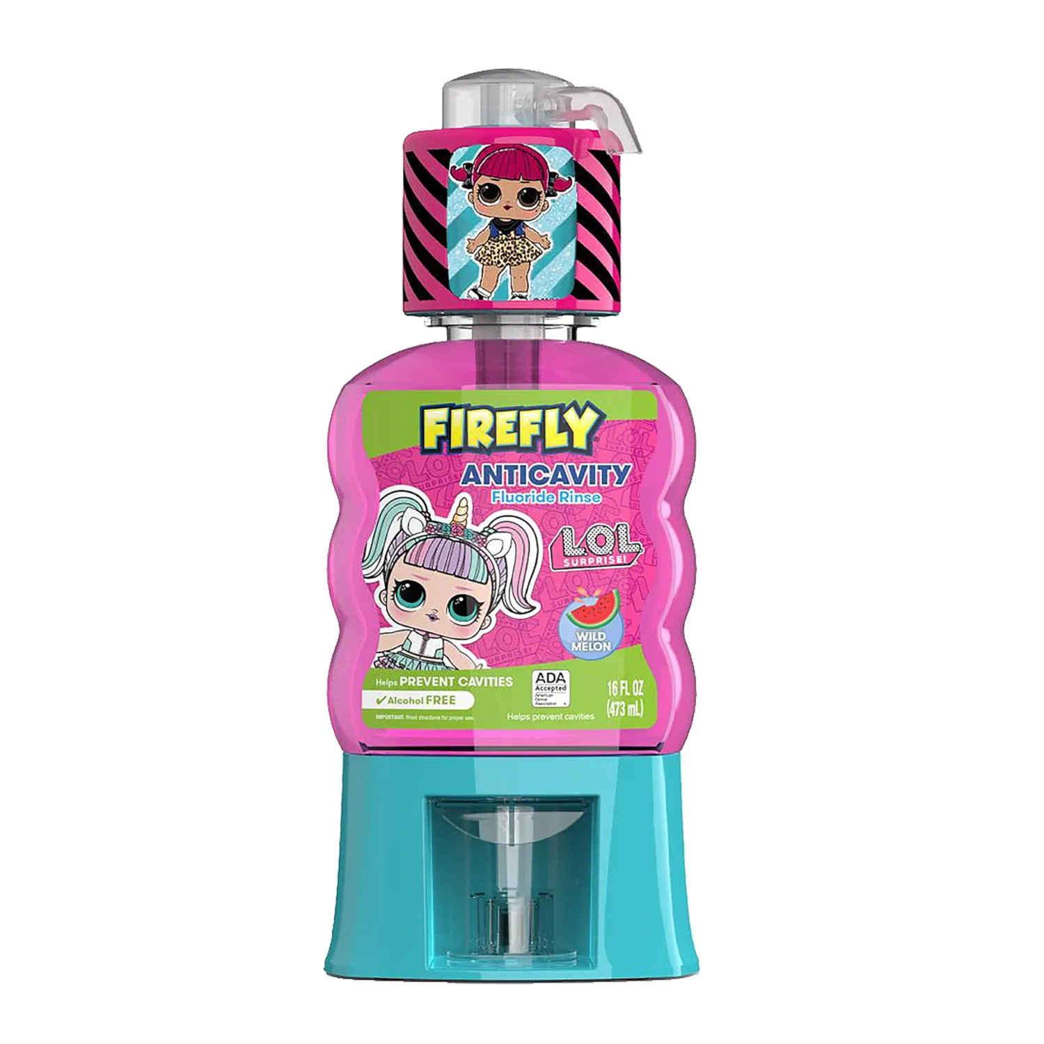 Firefly Kids Anti-Cavity Fluoride Rinse, L.O.L. Surprise!, Wild Melon Flavor, Alcohol Free Formula, ADA Accepted, Helps Prevent Cavities, 16 Ounce