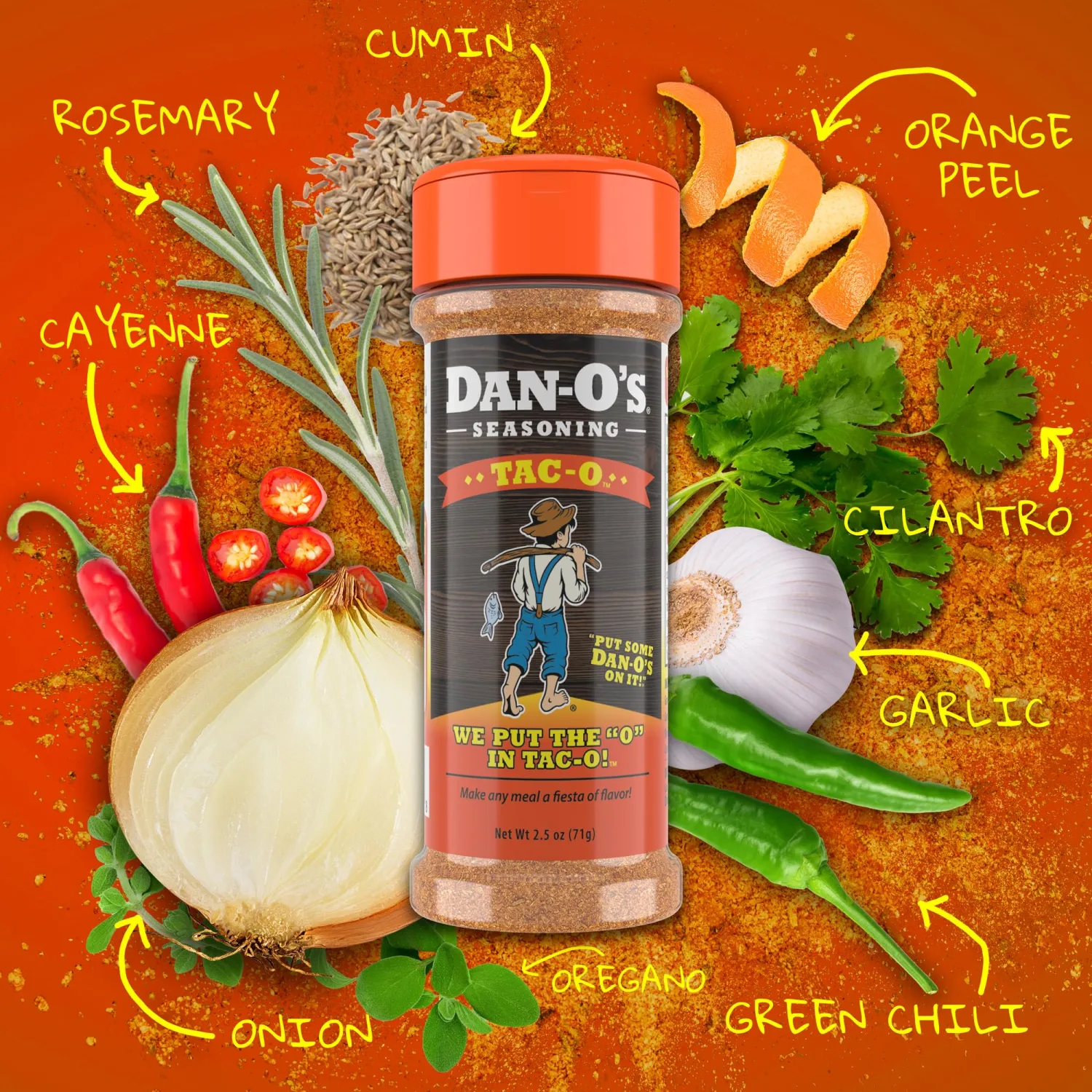 Dan-O's Tac-O™ Seasoning for Tacos, Mexican, and Snacks - All-Purpose, All-Natural, Sugar Free, Zero Calorie Mild Taco Seasoning Mix for Cooking & Grilling Anything - Online Exclusive (2.5 oz)