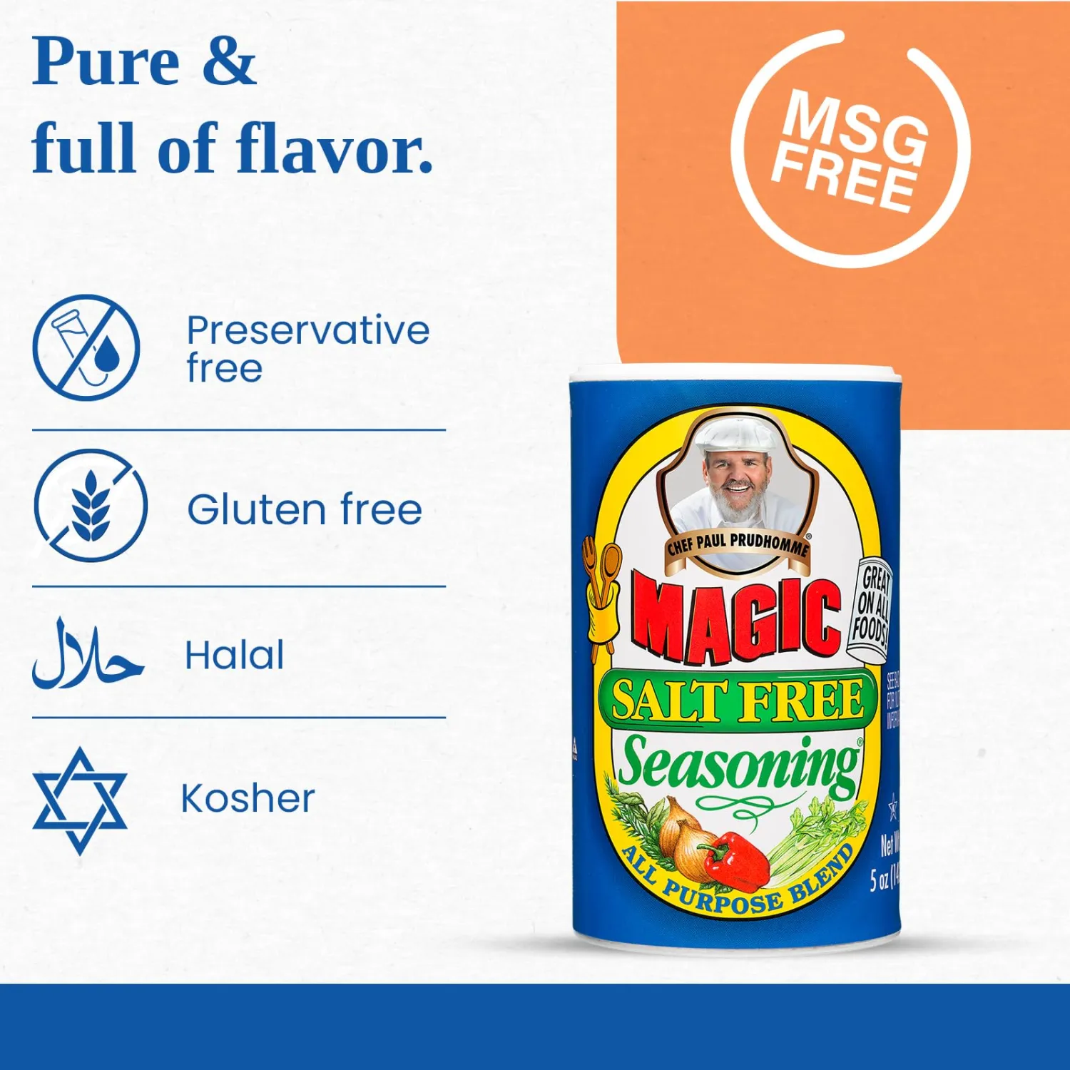 Chef Paul Prudhomme's Magic Seasoning Blends ~ Magic Salt Free Seasoning, 5-Ounce Canister