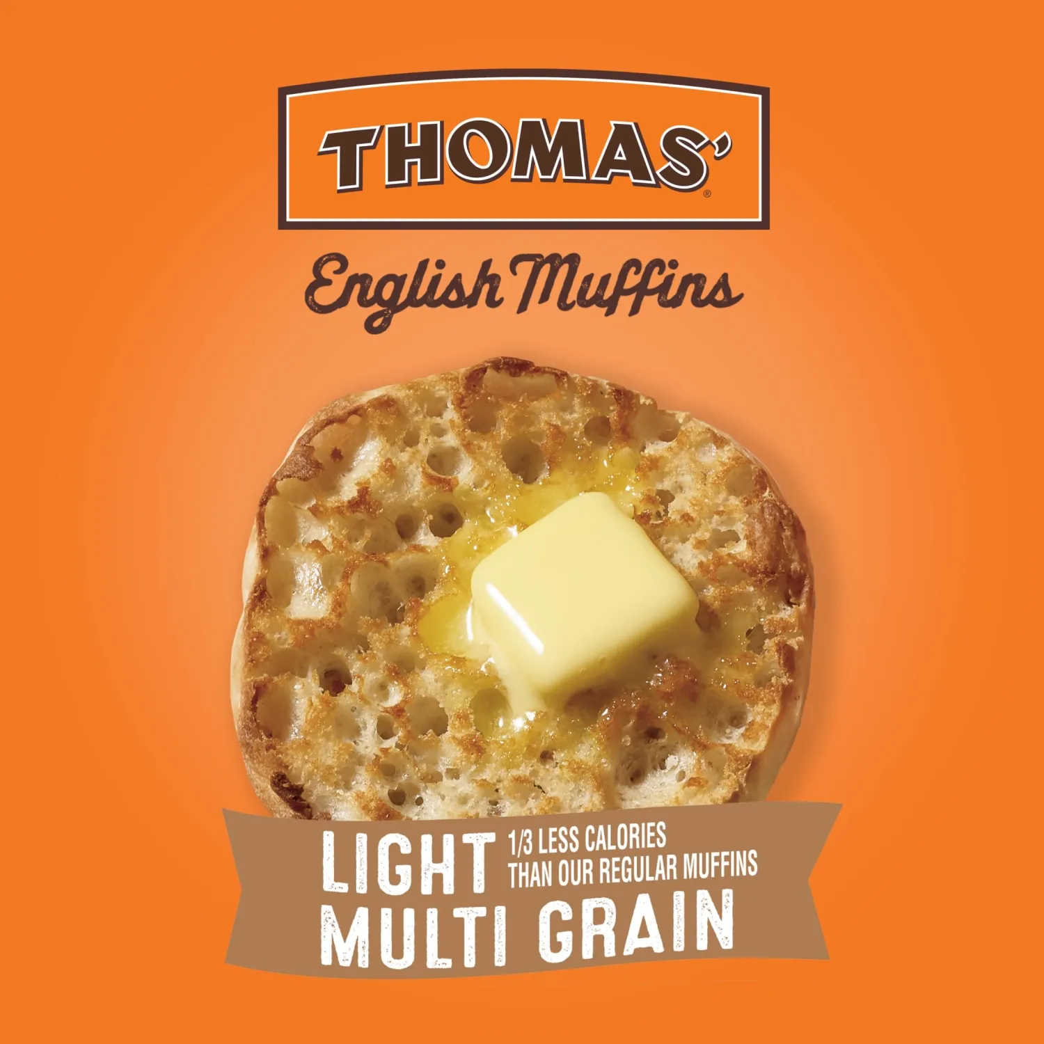 Thomas' Light Multi Grain English Muffins, 6 Count, 12 Oz Package of English Muffins