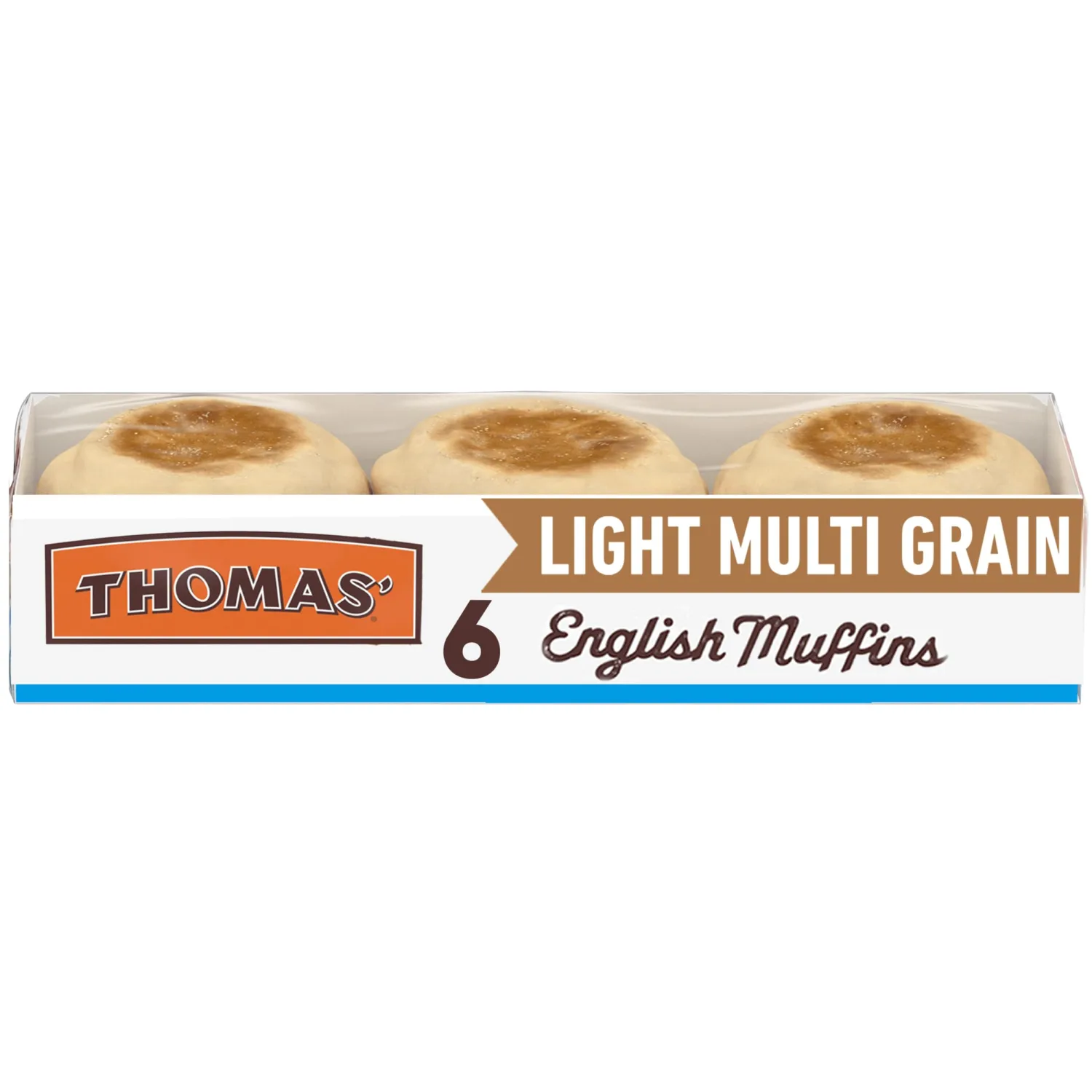 Thomas' Light Multi Grain English Muffins, 6 Count, 12 Oz Package of English Muffins