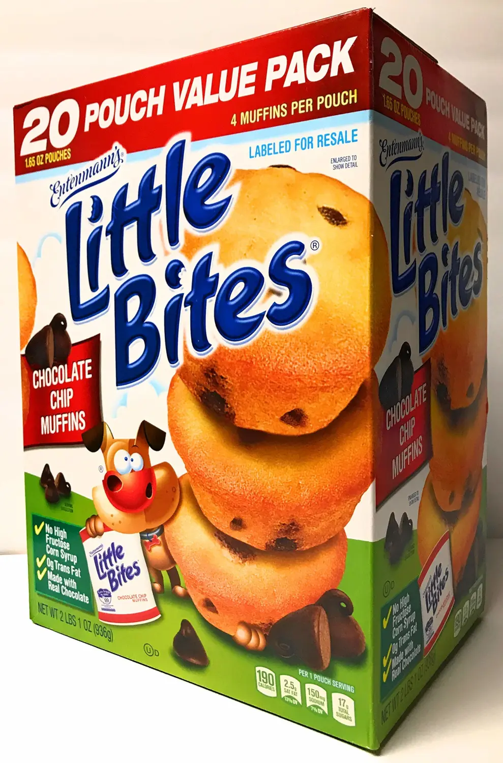 Entenmann's | Little Bites | Chocolate Chip Muffins - 20 Pouches - Blueberry Muffins-20 Pouches |each box 2 LBS 1 OZ- 936g | Delicious | Yummy | Tasty | Bundle Pack - Pack of 2 Large Boxes
