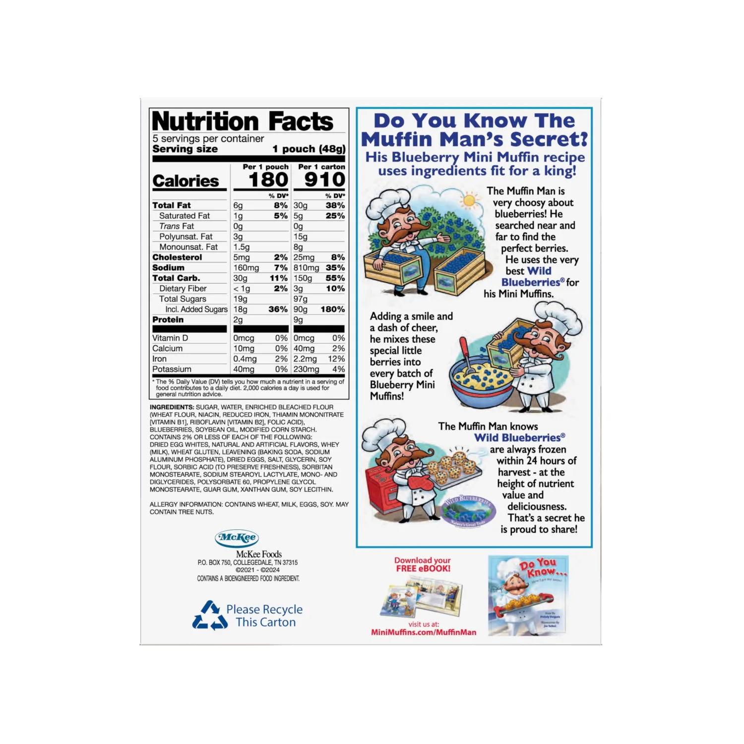 Little Debbie Blueberry Mini Muffins, 5 Pouches, 8.44 OZ Box