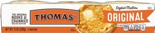 Thomas' Original English Muffins, 12 count, (6 ct each), Plain English Muffins, 26 oz Tray