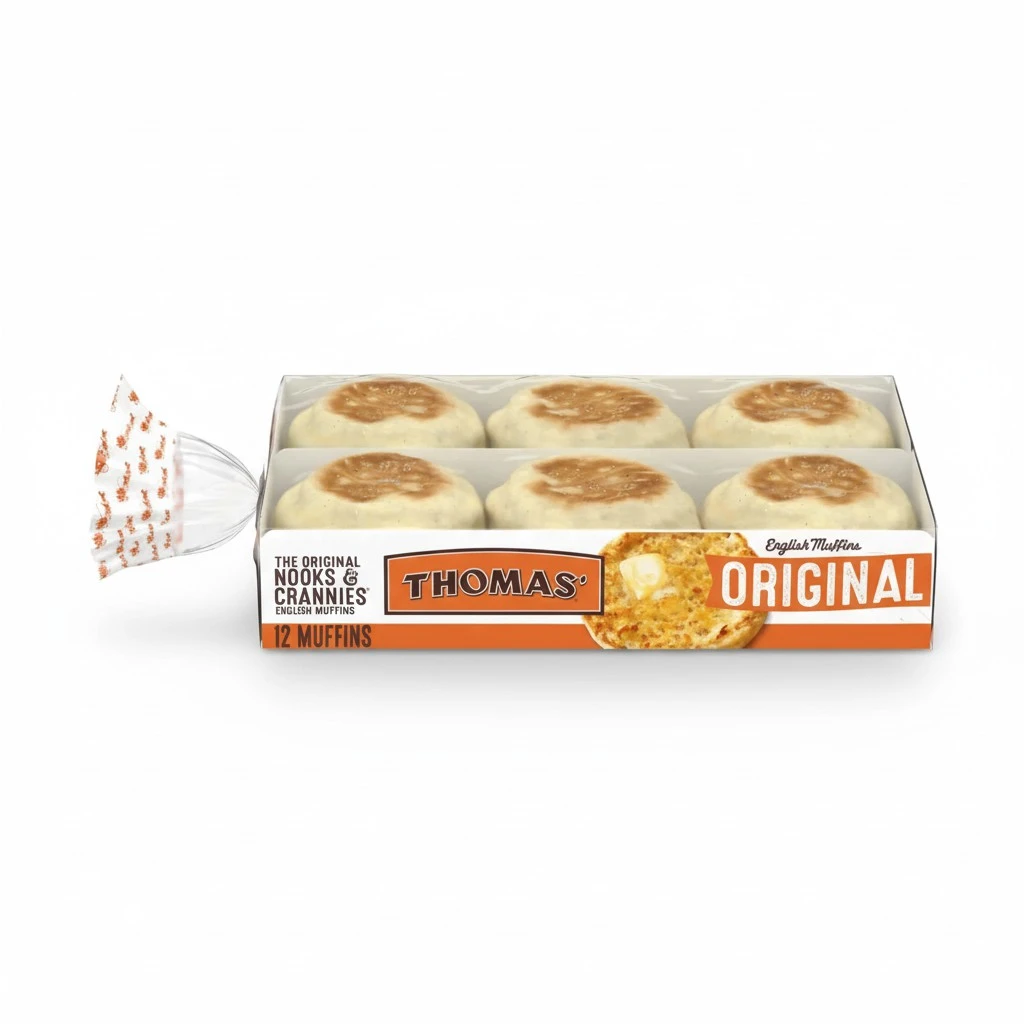 Thomas' Original English Muffins, 12 count, (6 ct each), Plain English Muffins, 26 oz Tray