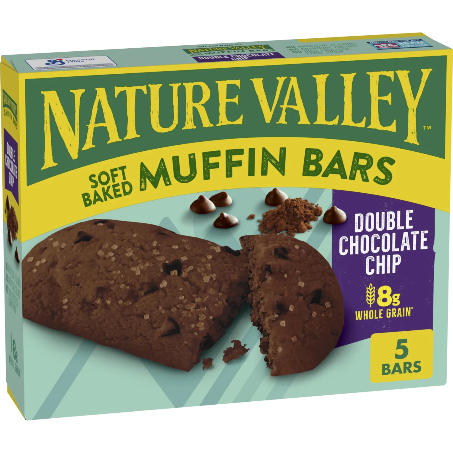 Nature Valley Soft Baked Muffin Bars, Double Chocolate Chip, Made With Whole Grain, 5 Count, 6.2 oz