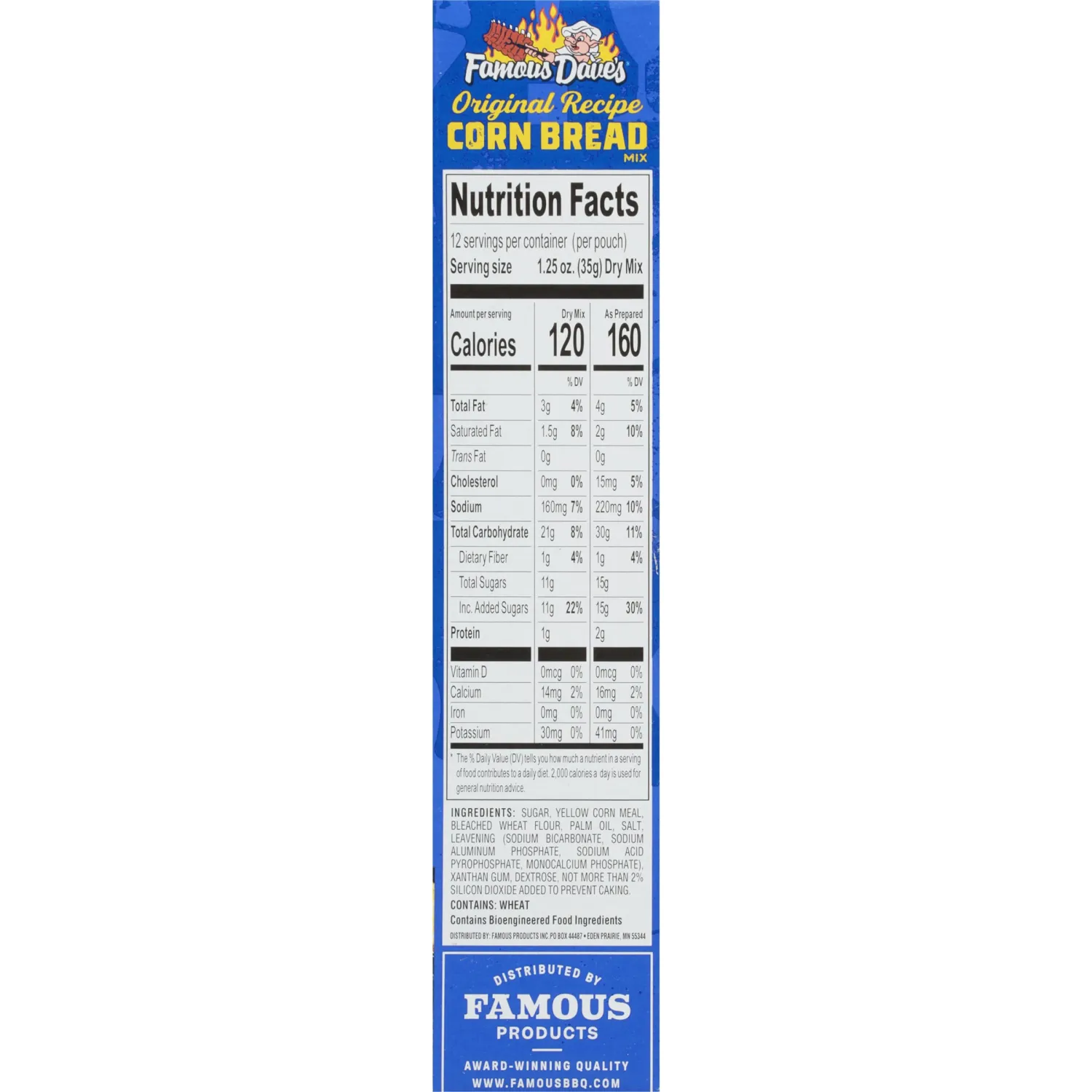 Famous Dave's - 1 pck Original Recipe Corn Bread Mix (15 oz.)
