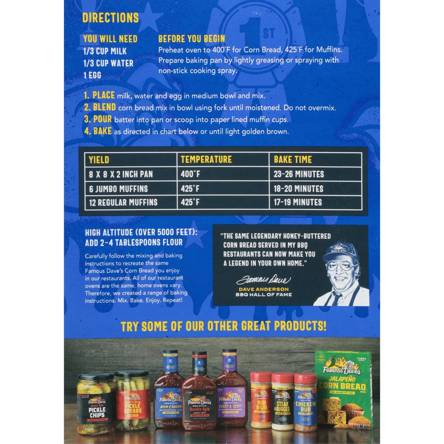 Famous Dave's - 1 pck Original Recipe Corn Bread Mix (15 oz.)