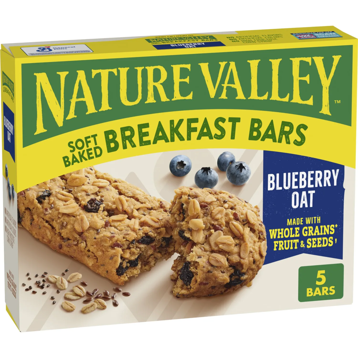 Nature Valley Soft Baked Breakfast Bars, Blueberry Oat, Morning Snacks, 5 Count, 8.85 oz