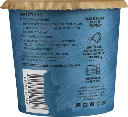 Kodiak Cakes Minute Muffins, Mountain Blueberry, 2.29 Ounce (Packaging May Vary)