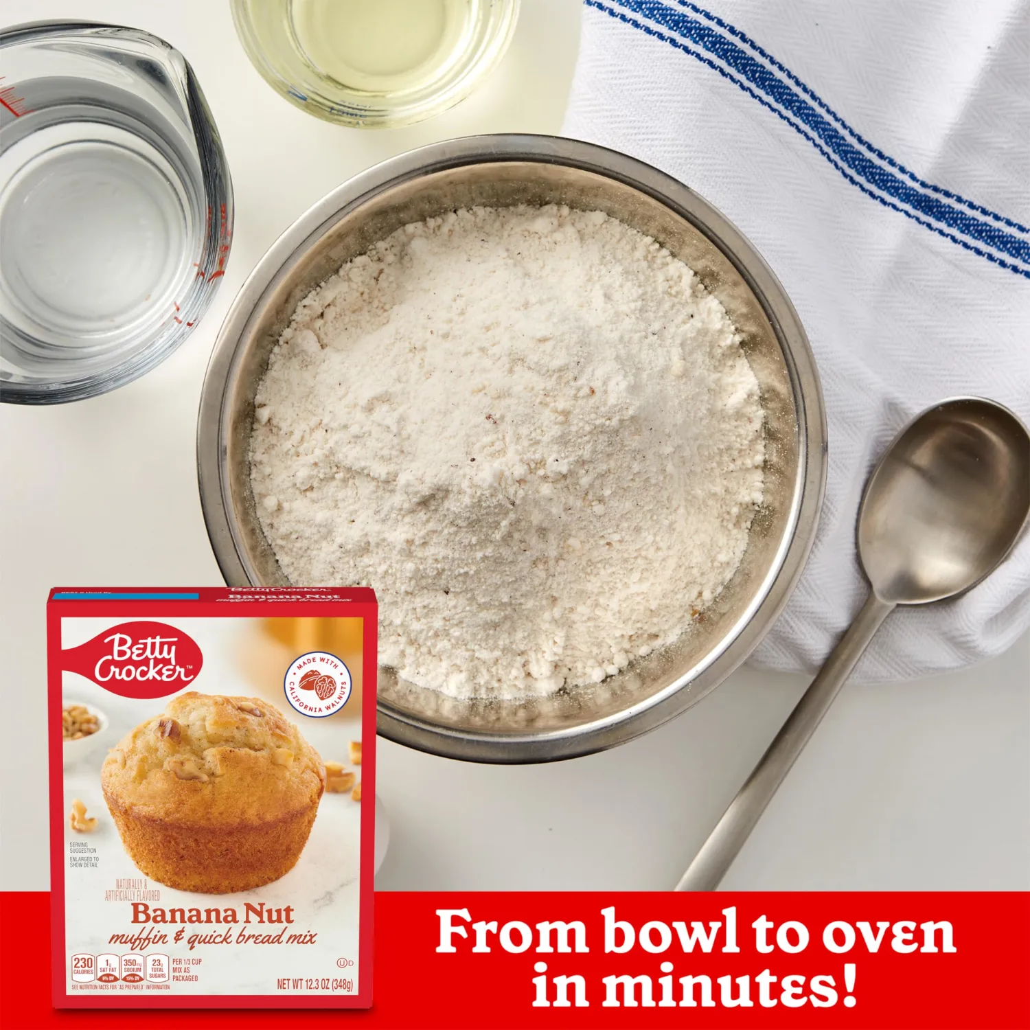 Betty Crocker Banana Nut Muffin and Quick Bread Mix, Made With California Walnuts, 12.3 oz.