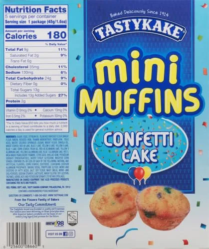TastyKake Confetti Cake Mini Muffins, 5 Pouchesper Box, 8 Oz, 8.0 Oz