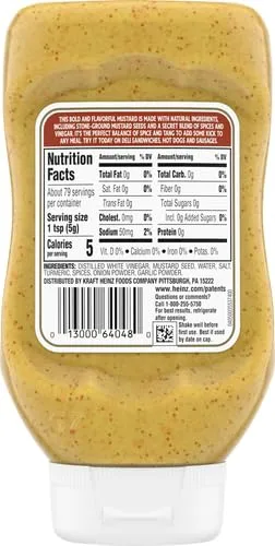 Heinz 100% Natural Spicy Brown Mustard (14 oz Bottle) (Pack of 2)