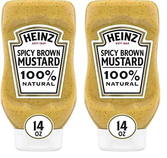 Heinz 100% Natural Spicy Brown Mustard (14 oz Bottle) (Pack of 2)