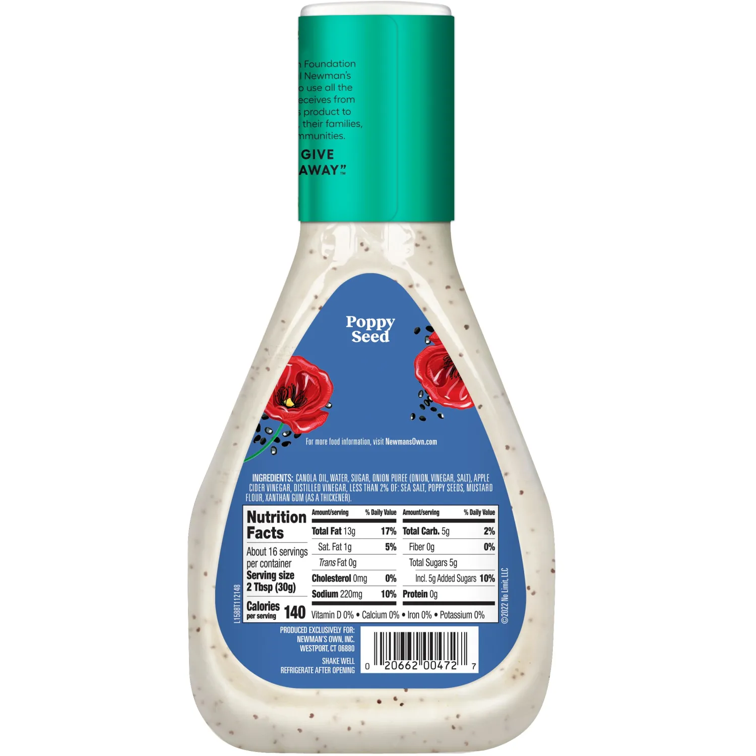 Newman's Own Poppy Seed Salad Dressing, 16 oz