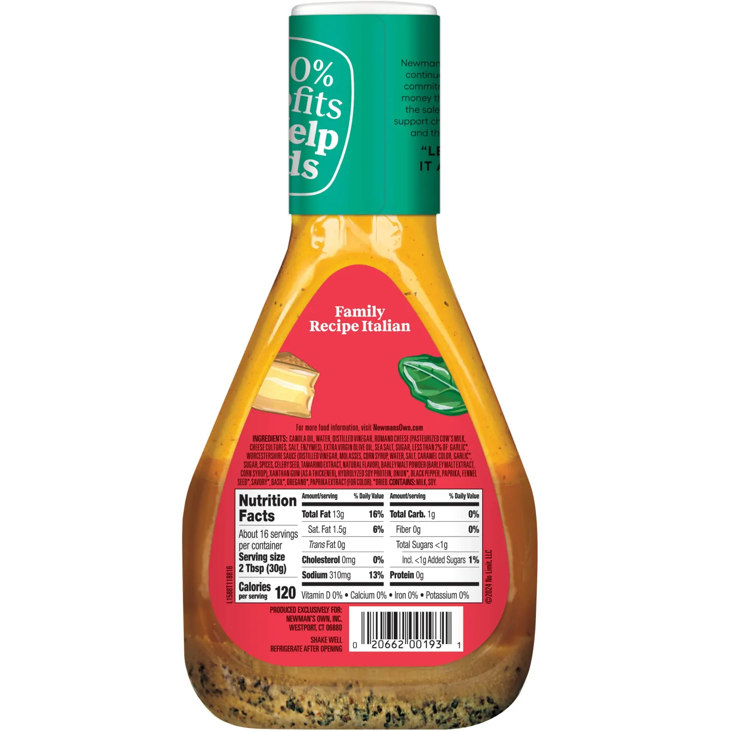 Newman's Own Family Recipe Italian Salad Dressing, 16 oz