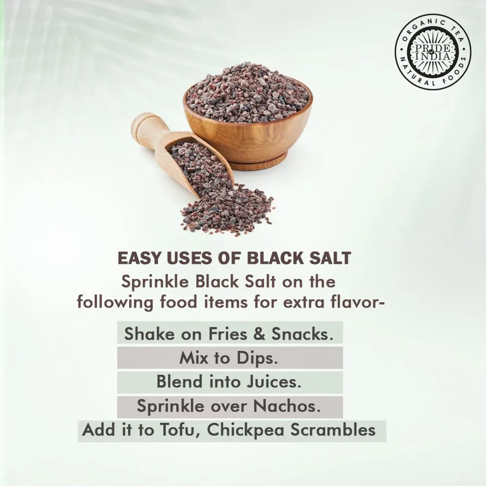 Pride Of India- Himalayan Black Rock Salt, Coarse Grind, (4.4 oz)- Kala Namak, Contains 84+ Minerals, Perfect for Cooking, Tofu Scrambles