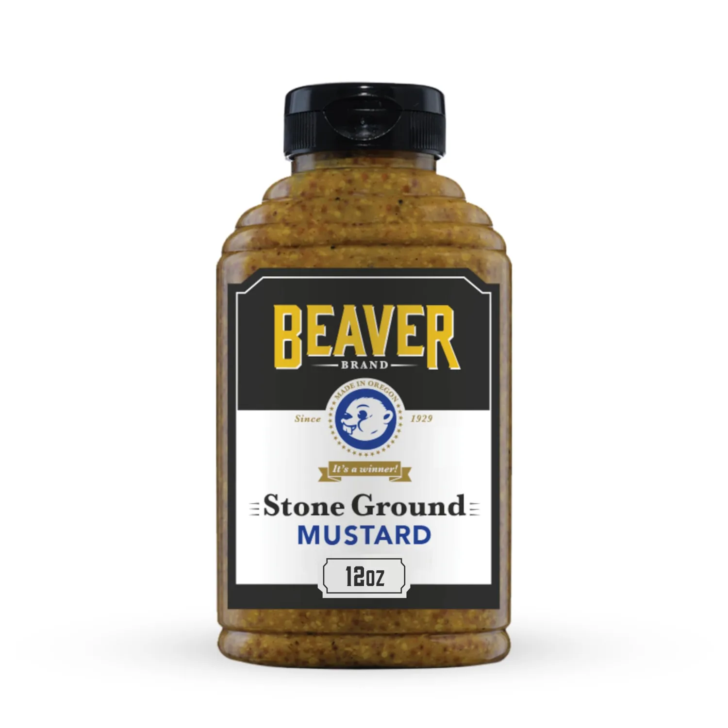 Beaver Stone Ground Mustard, 12 oz squeeze bottle