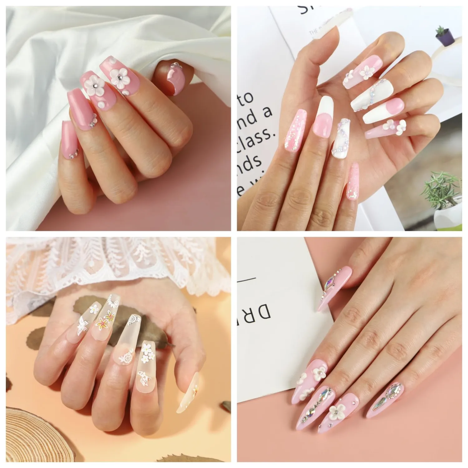 Professional Acrylic Nail Kit for Beginners - Drill Included, Clear, White & Pink Acrylic Powder Set for Nail Extension & Art, DIY Gift for Women