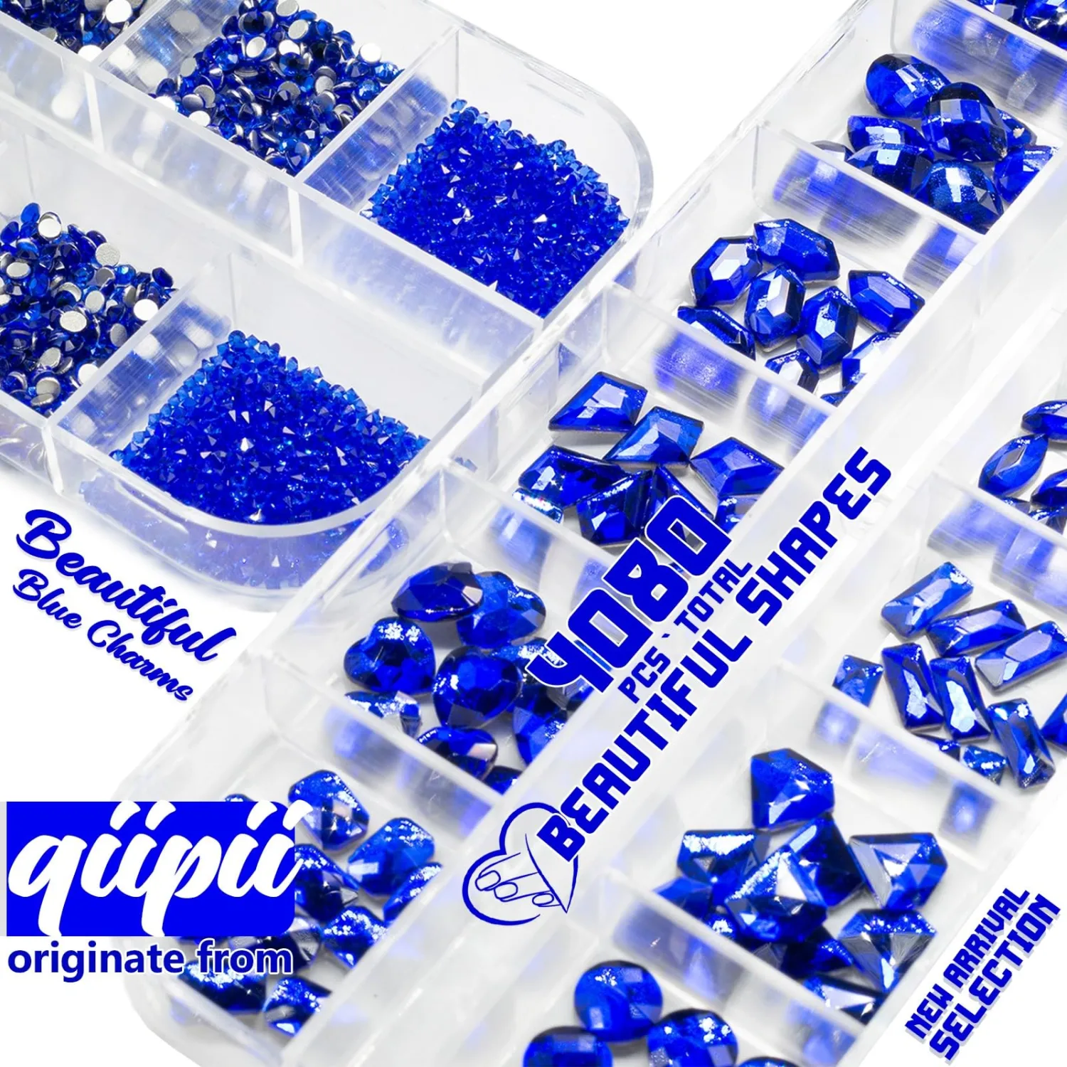 4080Pcs Blue Nail Rhinestones Flatback Royal Blue Sapphire Round Beads K9 Glass Gems Stones Nail Art Gems Diamonds Jewels Nail Art Charms Supplies for Nails Face Eyes Makeup DIY Crafts Clothes