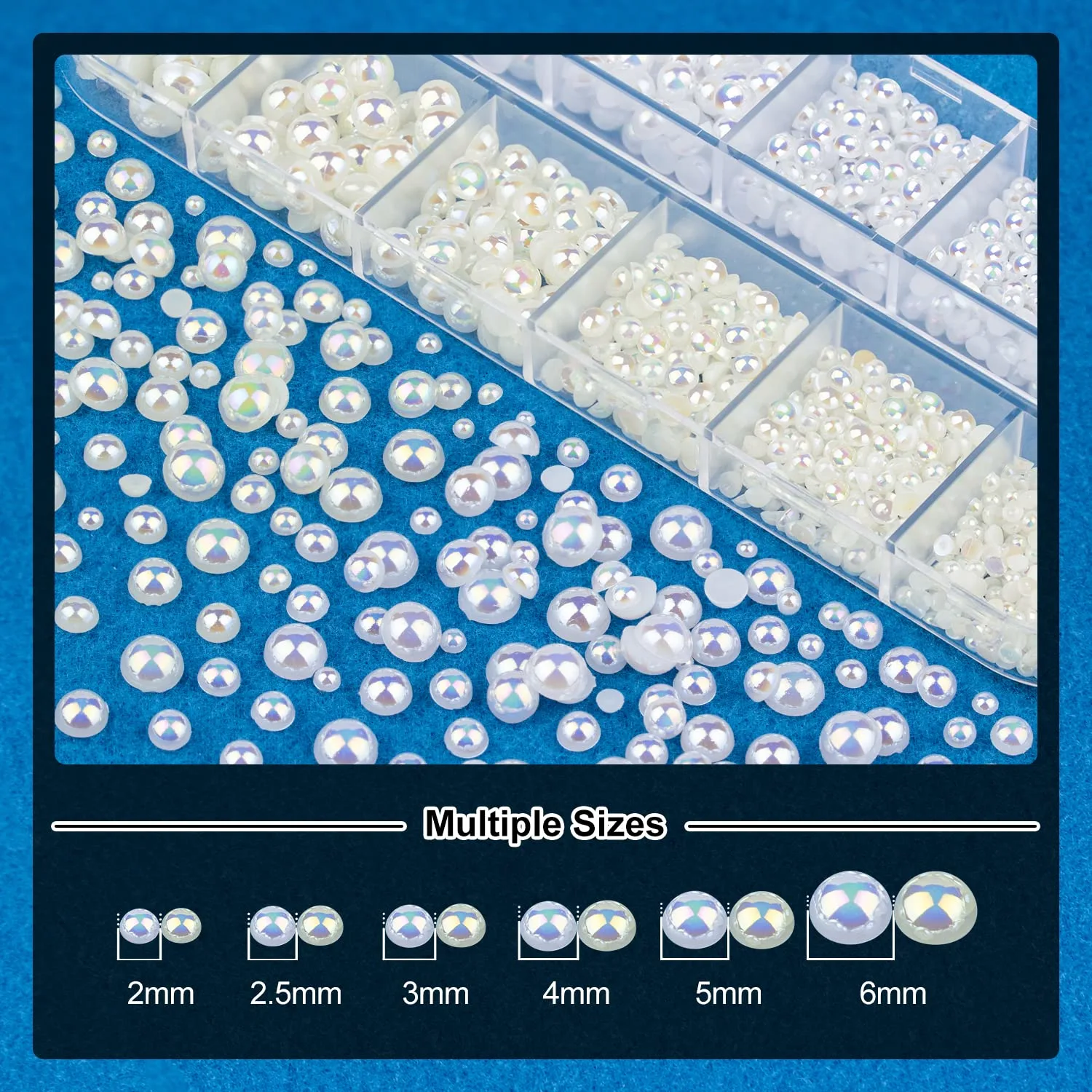 Nail Art Rhinestone Glue Gel&Flatback Gems Accessories Kit, 1 Tube of 15ml Rhinestone Gel Glue(UV/LED Needed)+1 Box of Flat-Back Half Round White AB&Beige AB Pearls with Pickup Pencil and Tweezer