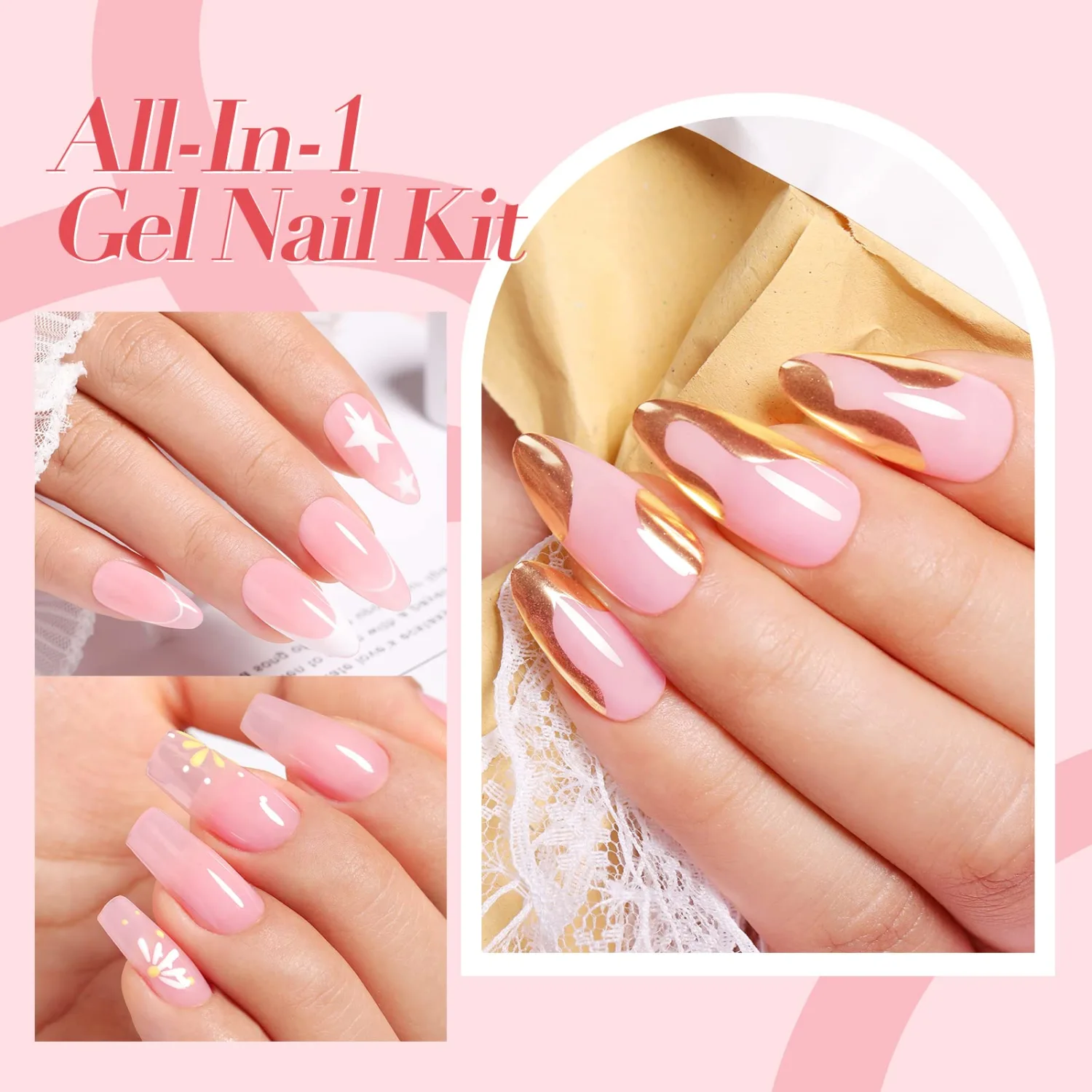 Born Pretty 28Pcs Jelly Gel Nail Polish Kit With U V Light 48W Nail Lamp 12 Colors Jelly Pink Nude Neutral Gel Polish Set with Base/Top Coat Gel Manicure All-In-One Nail Gel Kit Ideal Gifts