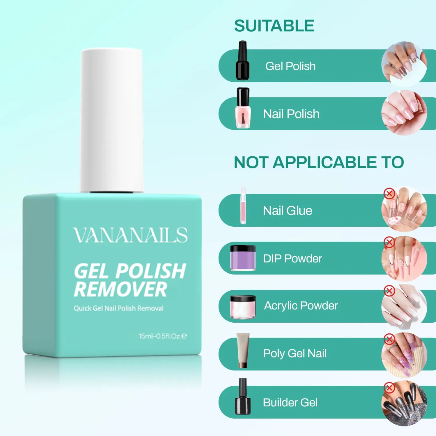 Gel Nail Polish Remover: Professional Polish Remover for Gel Nail Polish Quickly Removes 3-5 Minute No Need for Foil Soaking or Wrapping - 15ML