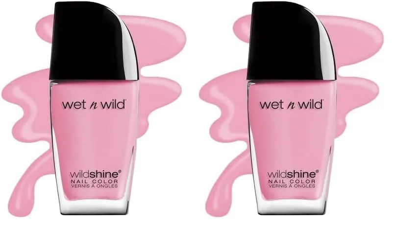 wet n wild Nail Polish Wild Shine, Tickled Pink, Nail Color (Pack of 2)