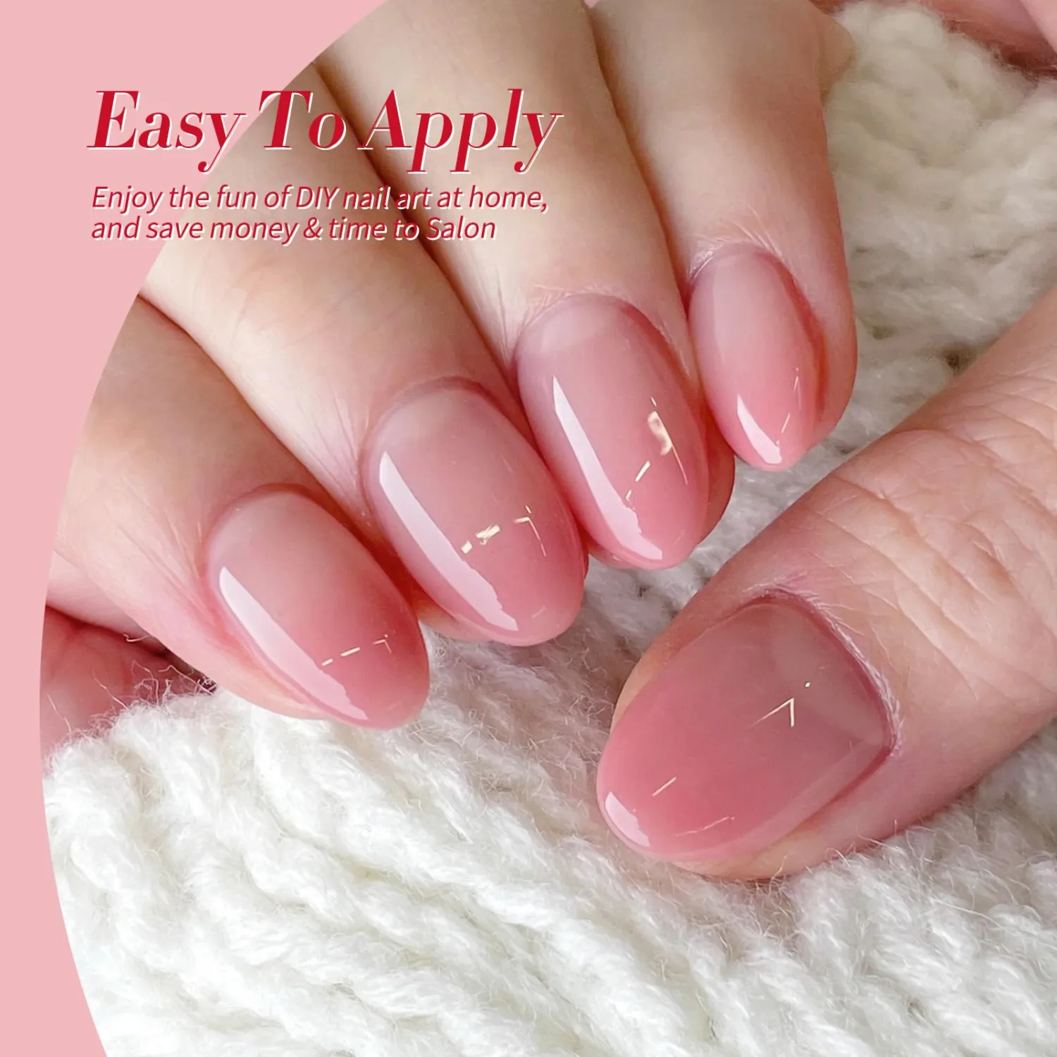Born Pretty Jelly Gel Nail Polish, Glitter Gel Polish, Nude Pink Gold Cat Magnetic Eye Gel Nail Polish, Sheer Crystal Transparent Sparkle Nail Manicure Gift DIY at Home 6PCS 7ml