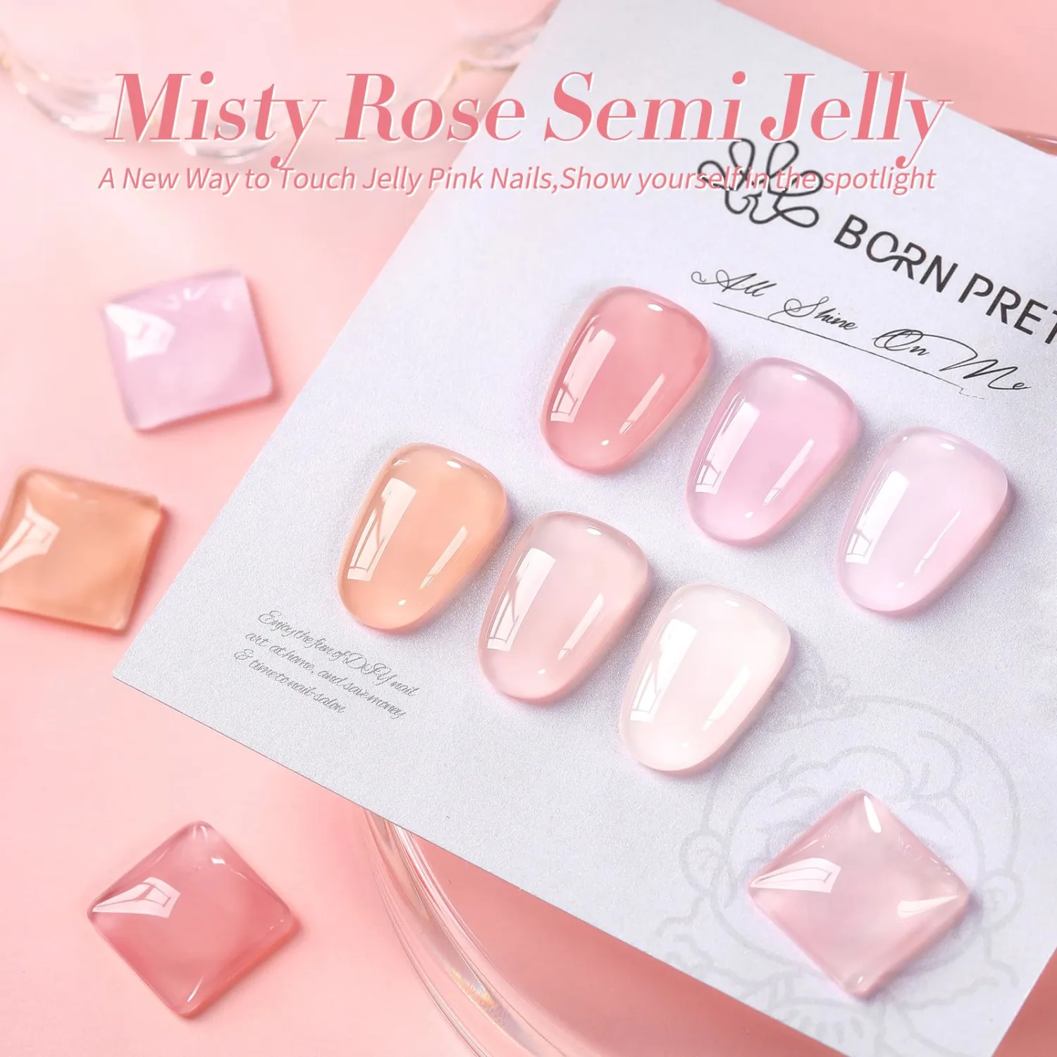 Born Pretty Jelly Pink Gel Nail Polish Nude Pink Sheer Translucent Gel Polish Milky Natural Gel Polish Set Nail Art Manicure DIY Kit Home Salon 6PCS