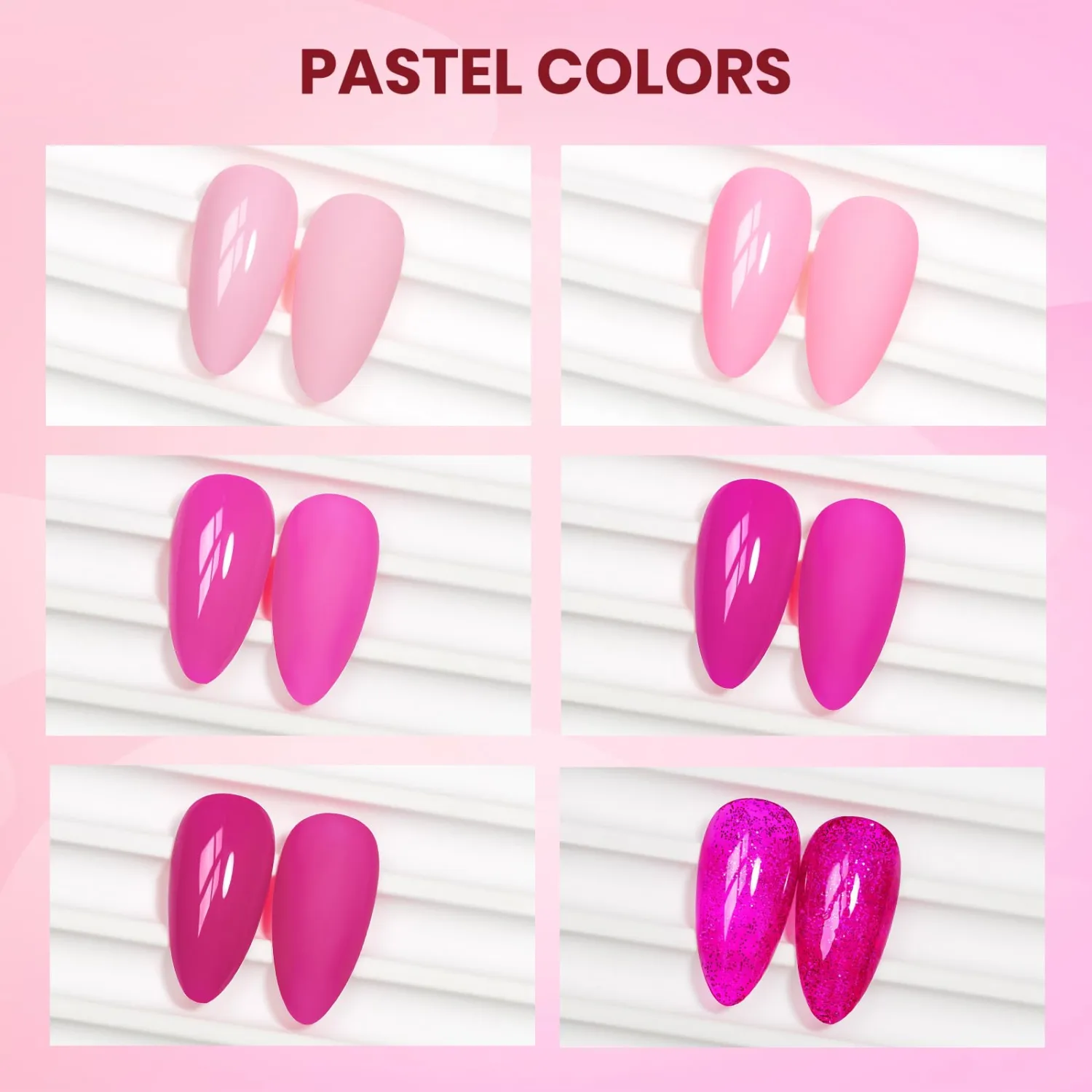 Hot Pink Nail Polish Set, Quick Dry Spring Summer Regular Nail Polish Neon Pink Glitter Fingernail Polish Natural Neutral Nail Lacquer High Glossy Nail Manicure DIY Salon Gift for Women Girl