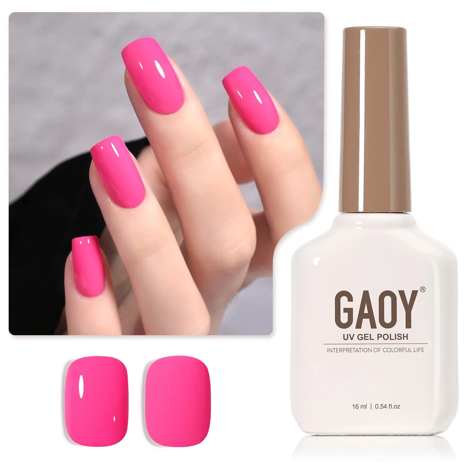 GAOY Pink Gel Nail Polish, 16ml Soak Off Gel Polish, UV Light Cure for Nail Art DIY Manicure at Home, 1468 Neon Pink