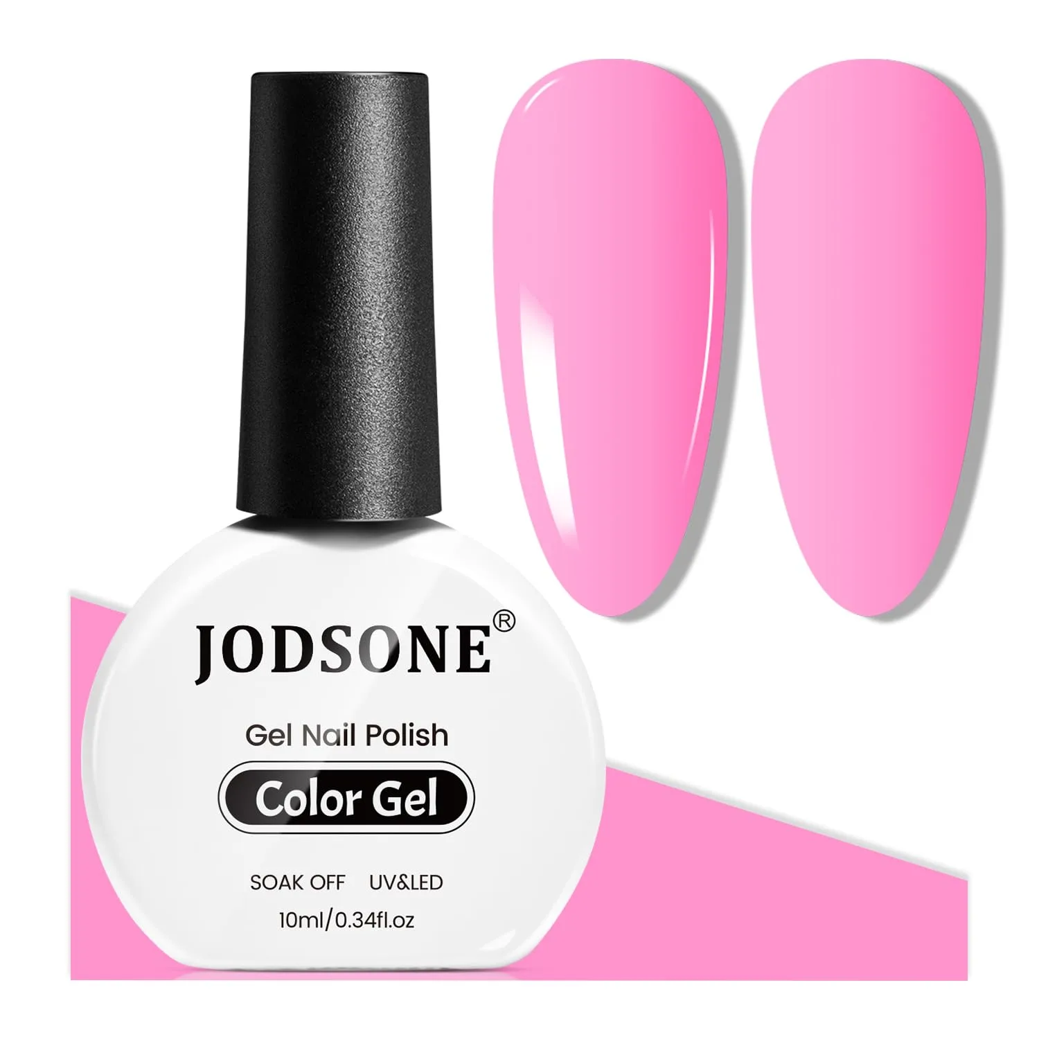JODSONE 10ml Gel Nail Polish Light Pink Gel Polish Bright Pink High Gloss Soak Off U V Nail Manicure Salon DIY at Home