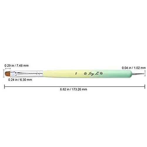Ivy-L Premium 2 Ways French Gel Acrylic Nail Art Kolinsky Brush with Dotting Tool for Professional Manicure Nail Art Design Cuticle Clean-up + Lime Green Wood Handle (Size 8)