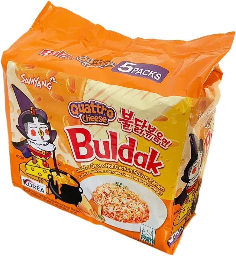 SAMYANG Buldak Quattro Cheese Ramen Hot Chicken Flavor Ramen Pack of 10 (145g x5)