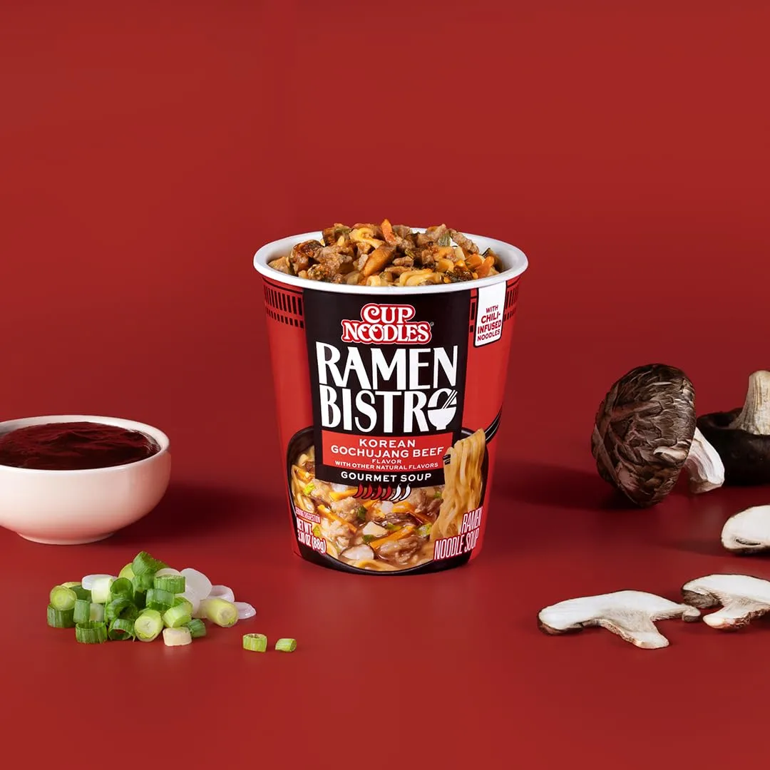Nissin Cup Noodle Ramen Bistro, Korean Gochujang Beef, 3.1 Ounce (Pack of 6)