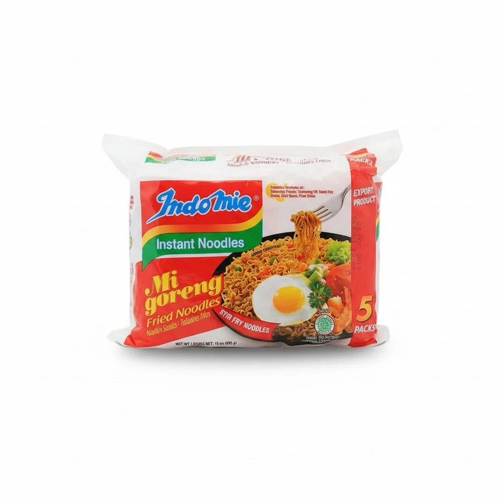 Indomie Mi Goreng Instant Stir Fry Noodles, Halal Certified, Original Flavor, 5 Count - Pack of 6