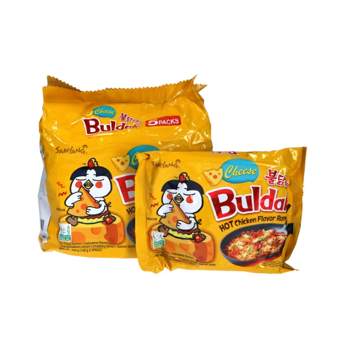 Samyang Buldak Hot Chicken Spicy Ramen Korea Instant Packaged Noodles,4.94 oz,Cheese,5 Pack