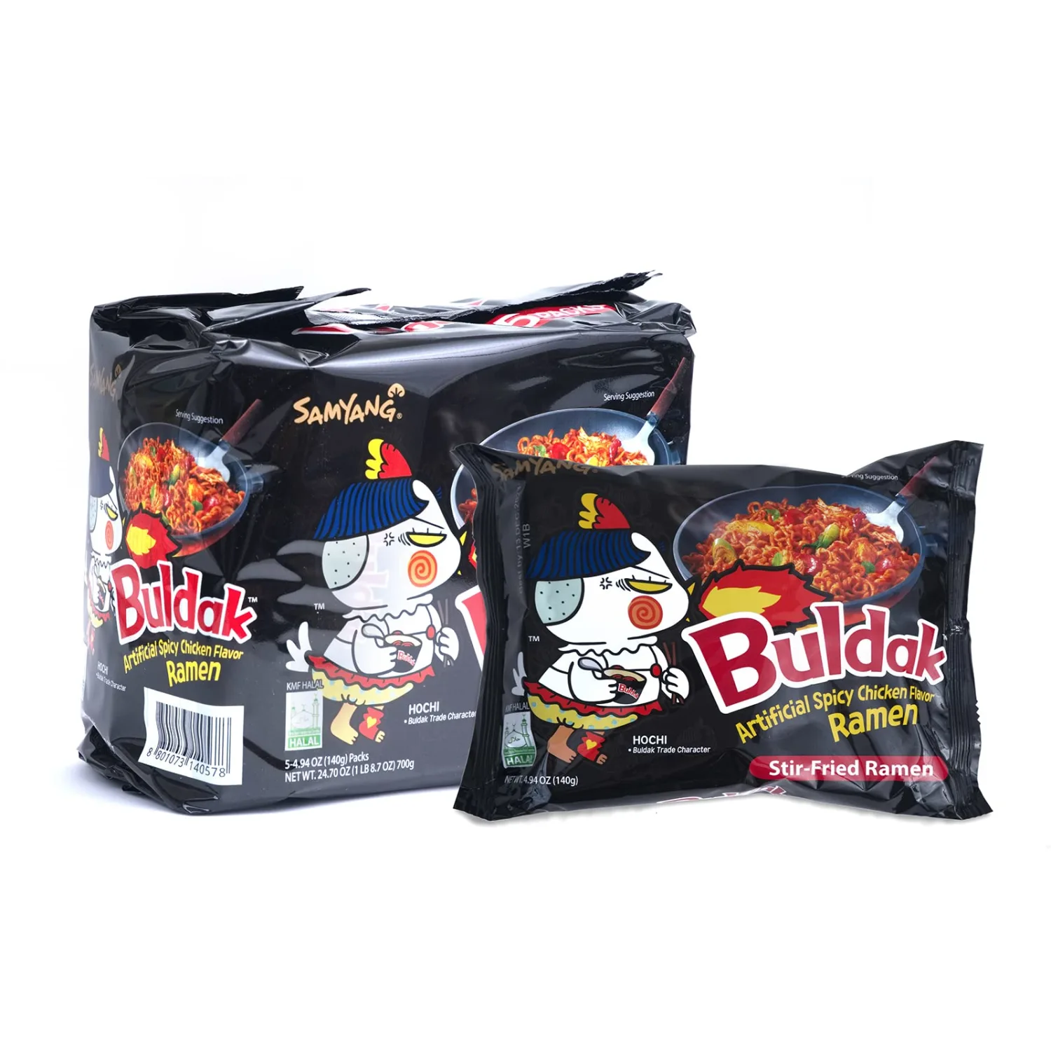 Samyang Buldak Hot Chicken Spicy Ramen Korea Instant Packaged Noodles,4.94 oz,Original,5 Pack