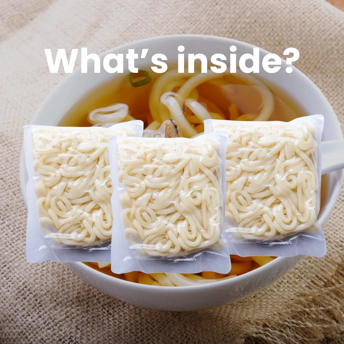 Unha's Japanese Sanuki Fresh Udon Noodles, Jumbo Style Chewy Noodles with No Soup, Quick and Easy, Individual Pack 22 OZ (200g/3Pack) (1 Pack)