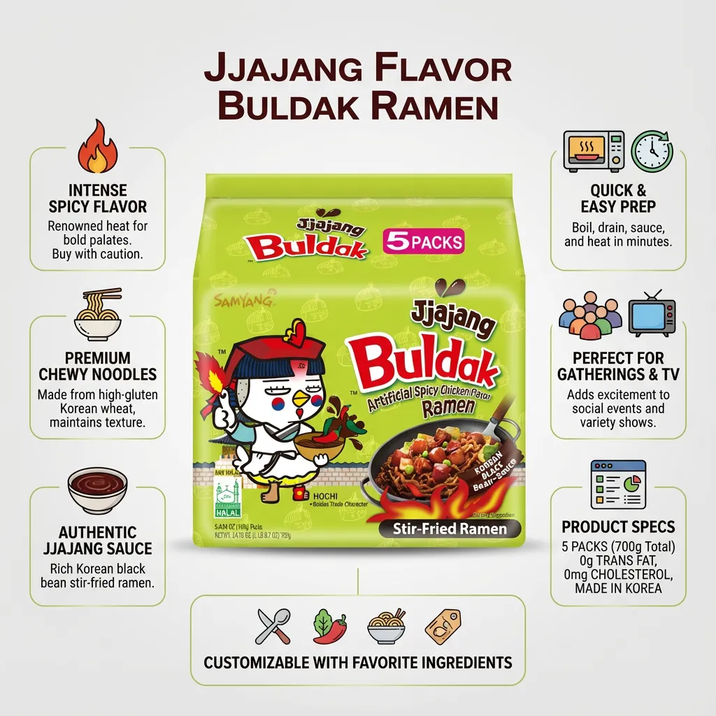 Samyang Jjajang Flavor Buldak Ramen Pack of 5