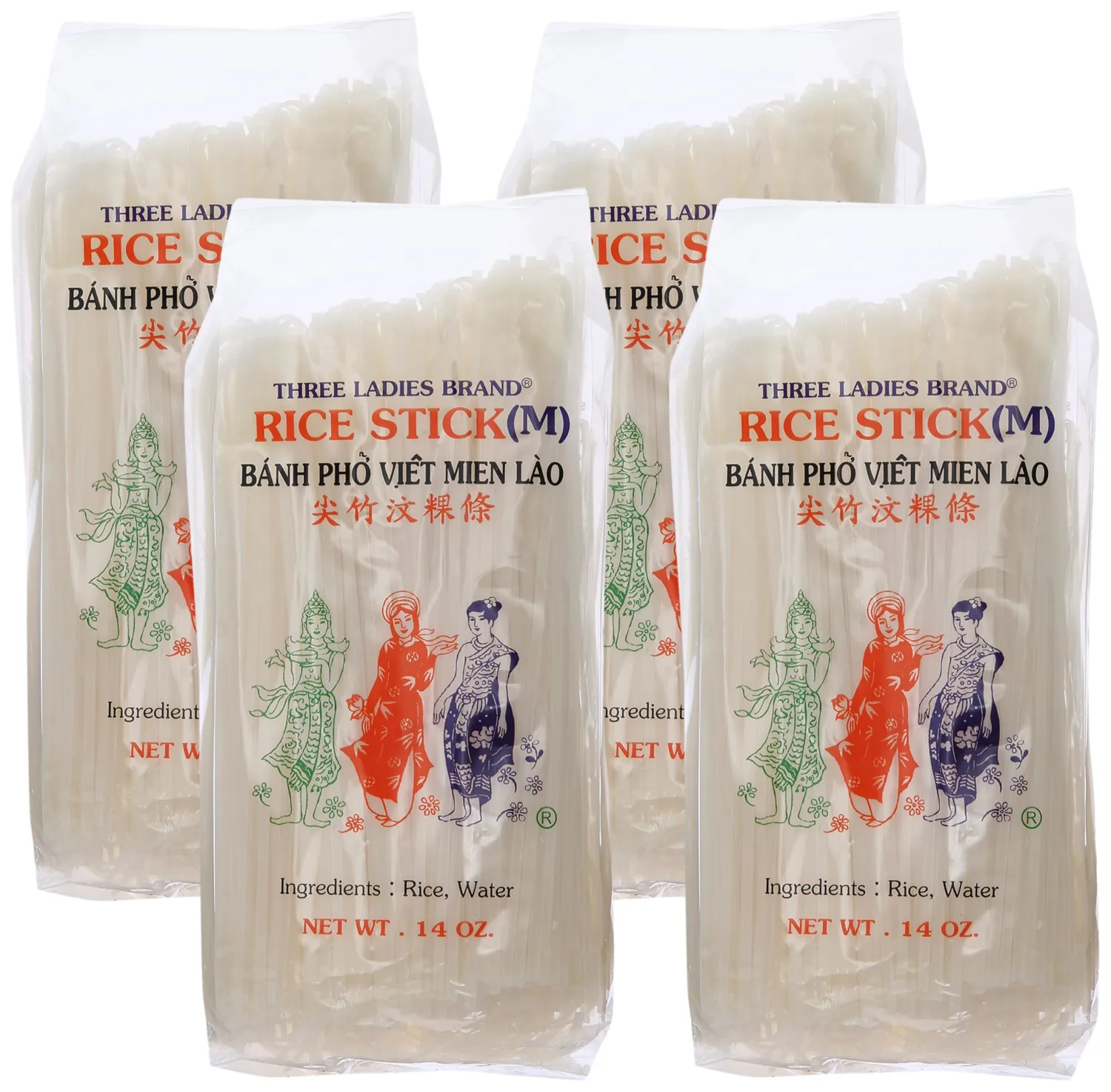 Three Ladies Brand Rice Stick, 14 oz (Pack of 4)