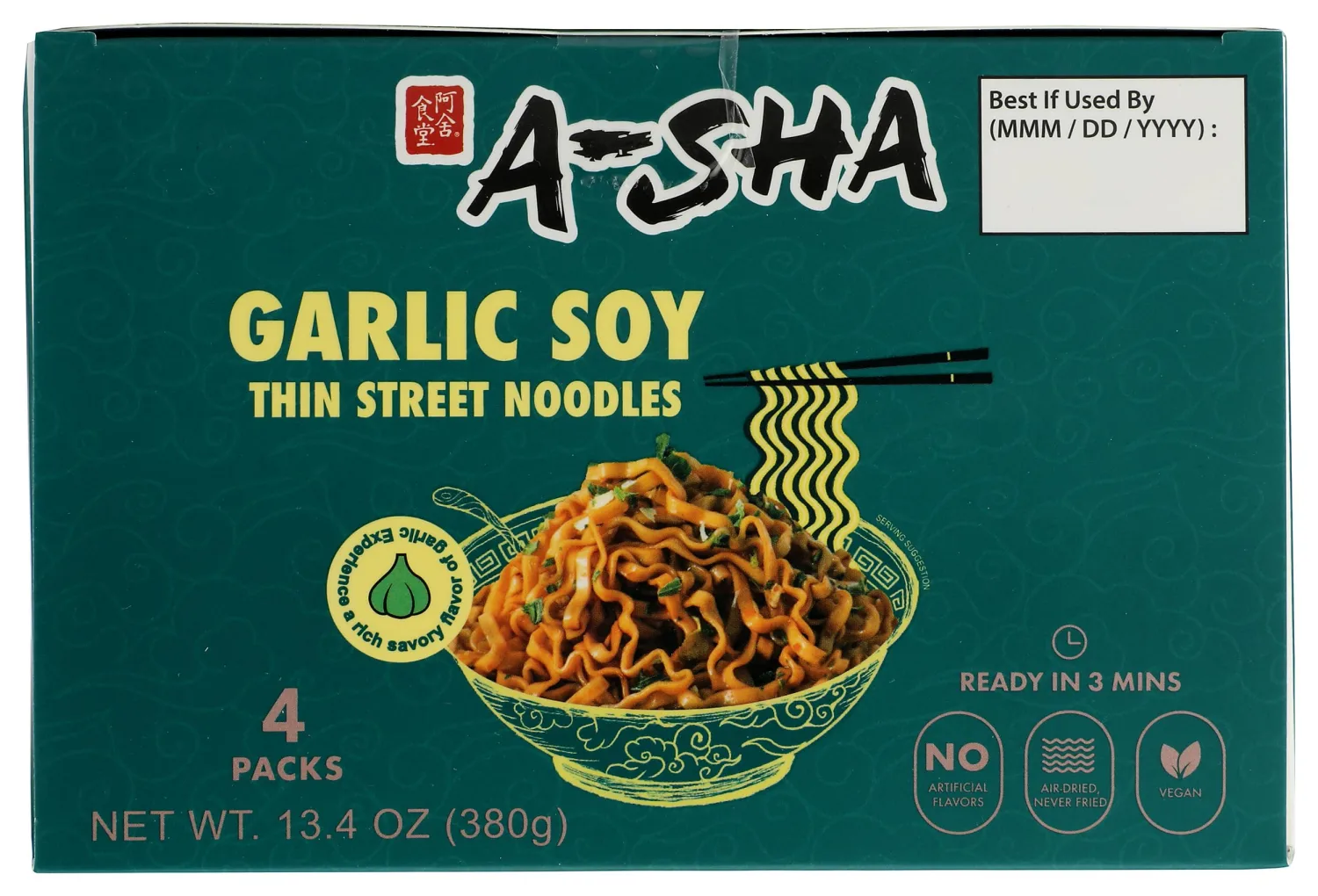 A-Sha Street Style Noodles with Scallion Sauce 4pk, 13.4 OZ