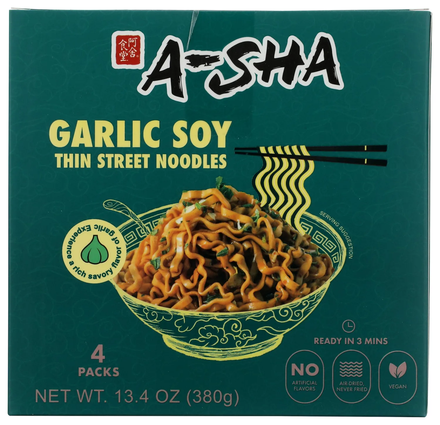 A-Sha Street Style Noodles with Scallion Sauce 4pk, 13.4 OZ