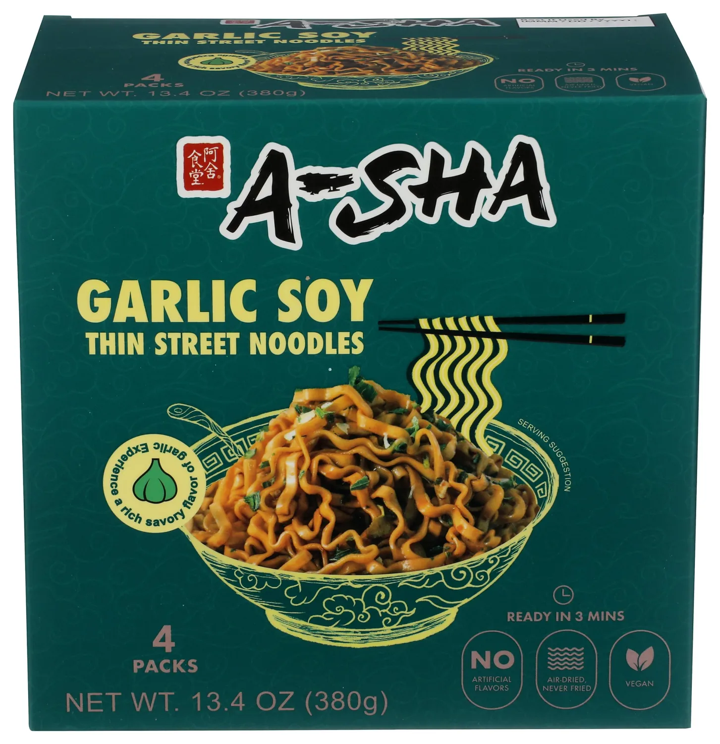 A-Sha Street Style Noodles with Scallion Sauce 4pk, 13.4 OZ