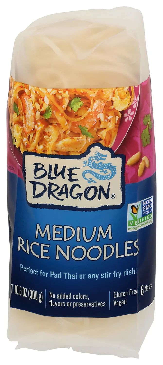 Blue Dragon Medium Rice Noodles, 10.58 Oz (Pack of 1), Two Ingredients, Gluten Free, Vegan