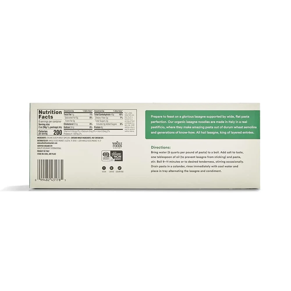 365 by Whole Foods Market, Organic Lasagne, 16 Ounce