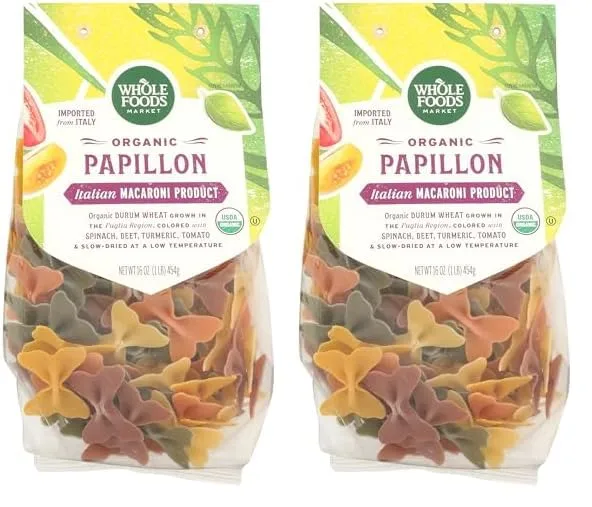 Whole Foods Market, Organic Pasta, Papillon with Roots & Vegetables, 16 Ounce (Pack of 2)