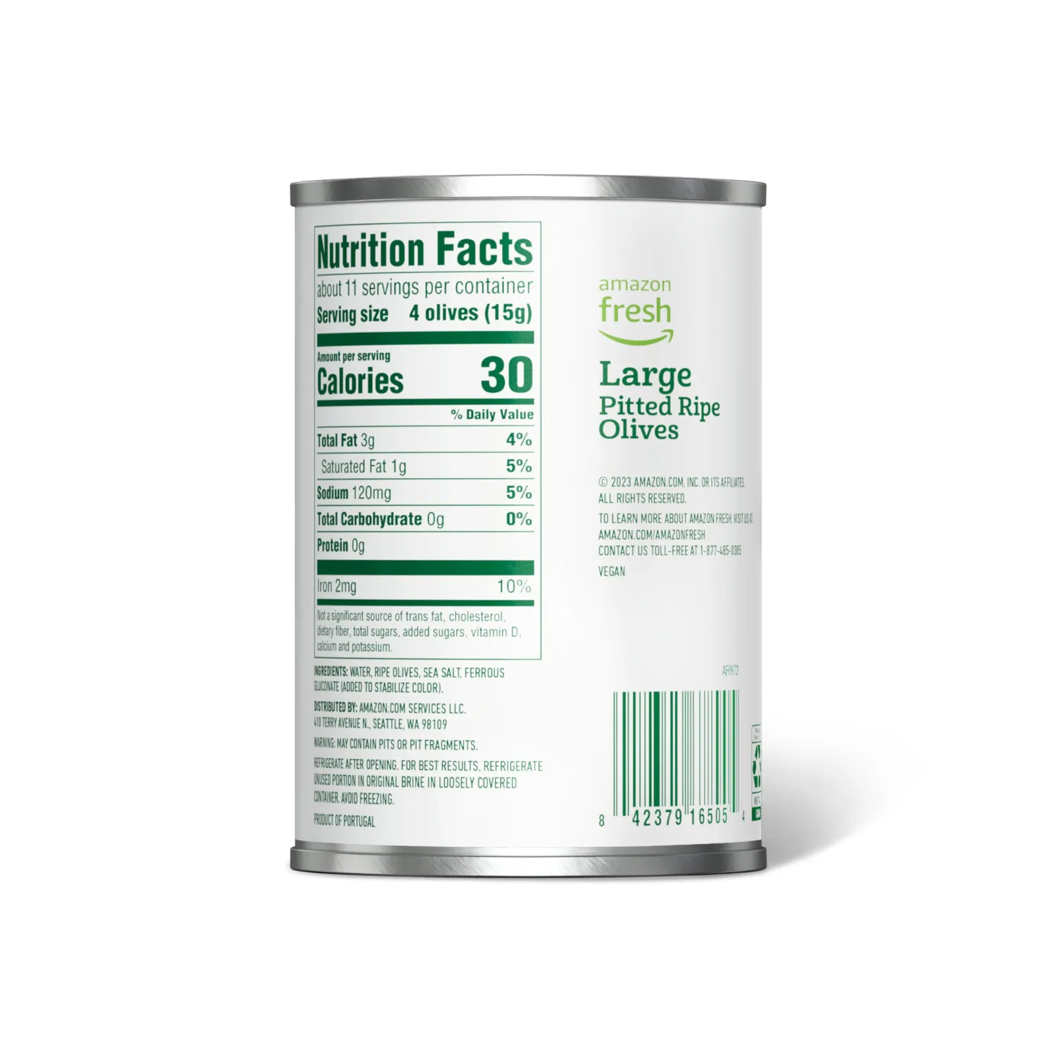 Amazon Fresh, Large Pitted Ripe Olives, 6 Oz (Previously Happy Belly, Packaging May Vary)